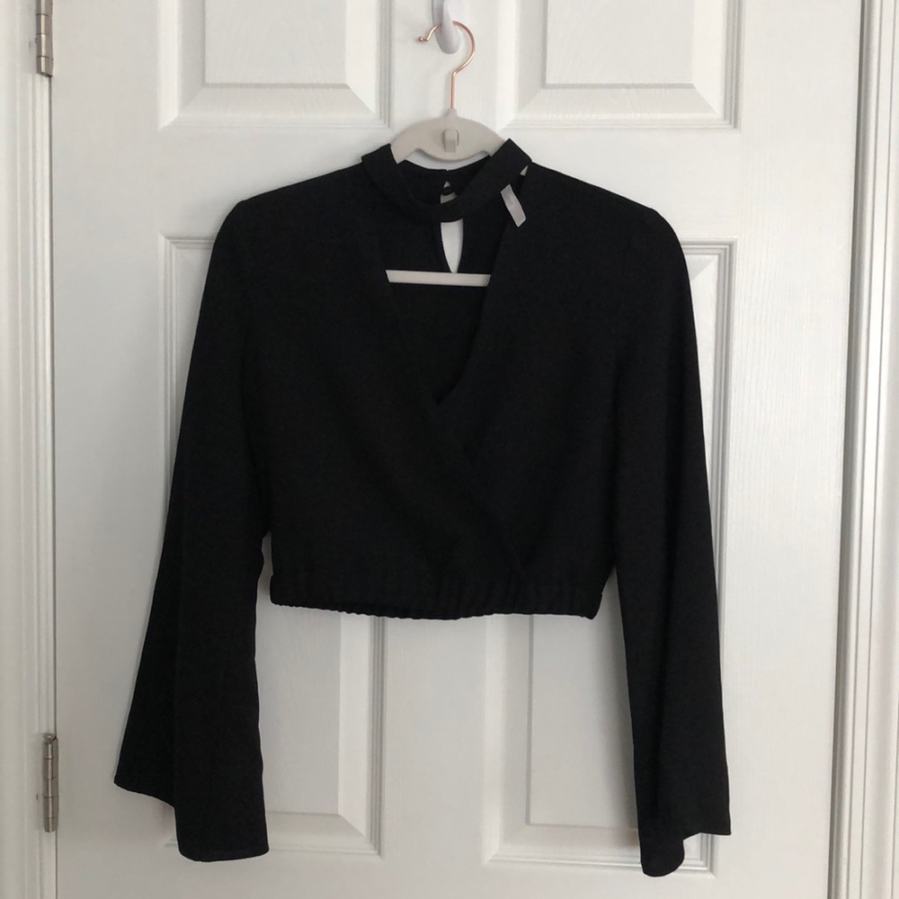 ZARA- Trafaluc collection black crop blouse